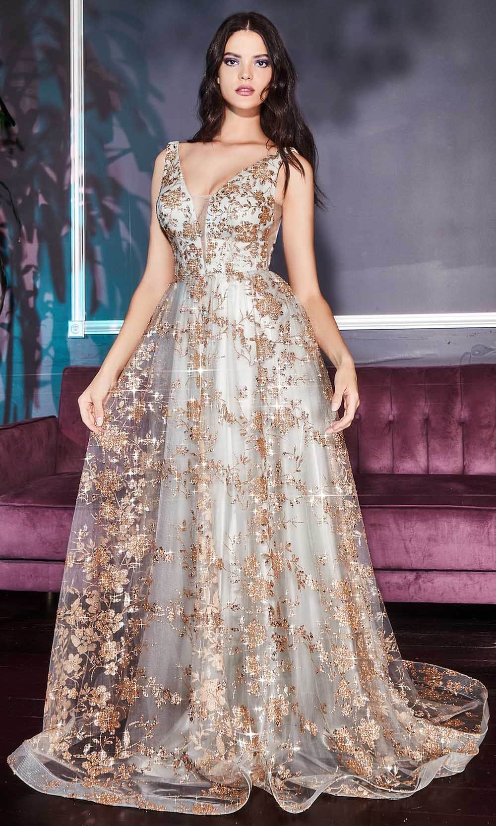 Image of Ladivine CB068 - Glitter Embellished A-Line Gown