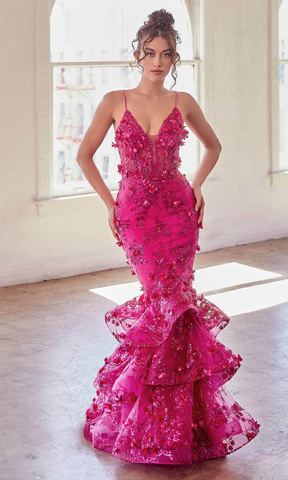 Image of Ladivine CC2288 - 3D Floral Mermaid Prom Gown