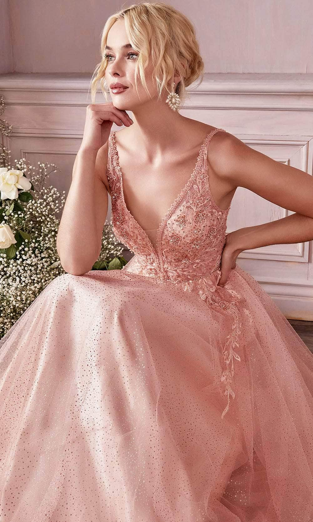 Image of Ladivine CD0196 - Layered Tulle A-Line Gown