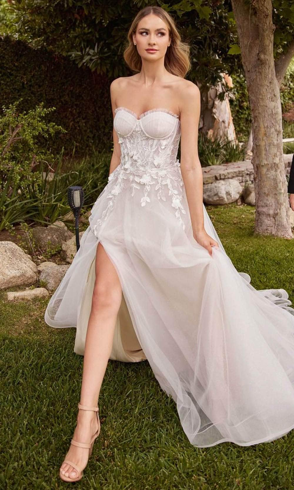 Image of Ladivine CD859W - Strapless Tulle A-line Bridal Gown