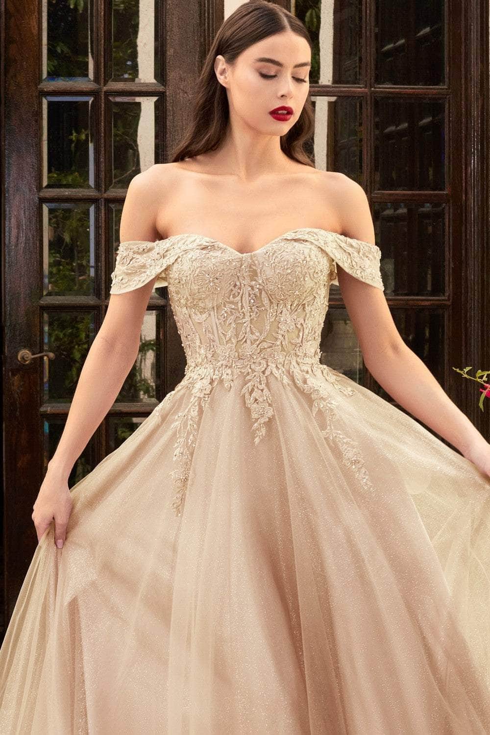 Image of Ladivine CD961 - Lace Corset Prom Gown
