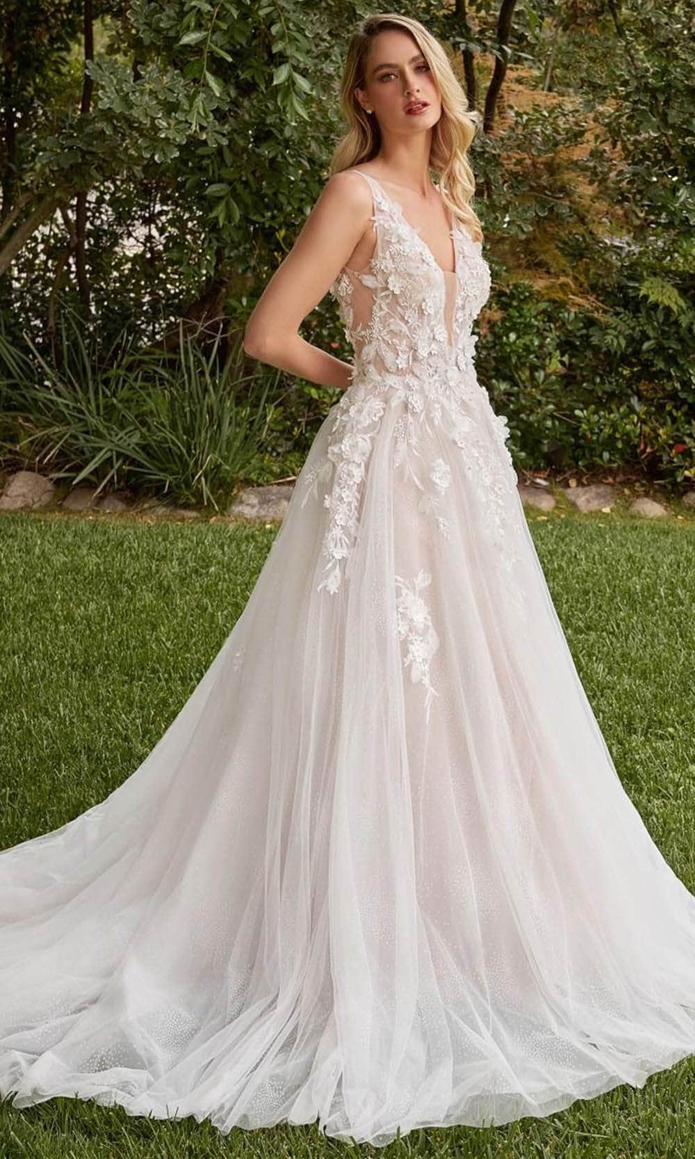 Image of Ladivine CDS436W - 3D Embellished A-line Bridal Gown