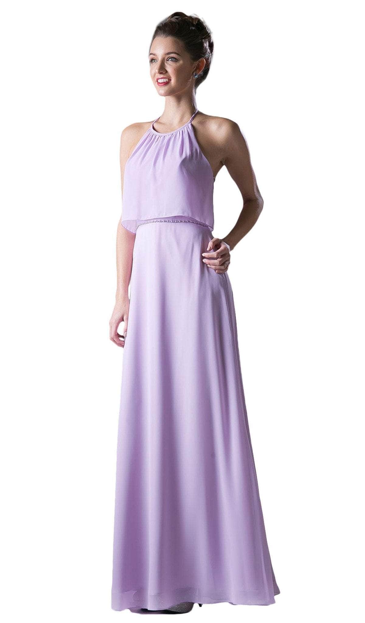 Image of Ladivine CH523 - Halter Neck Embellished A-line Dress