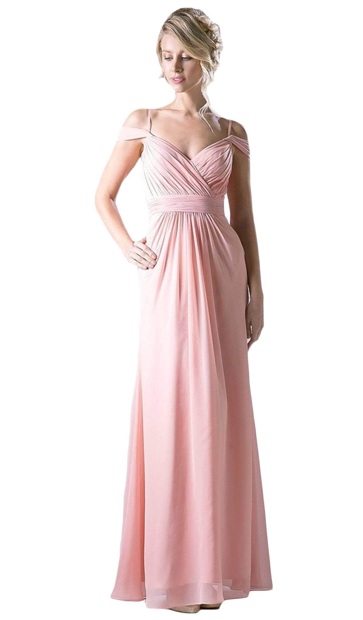 Image of Ladivine CH527 - Off-Shoulder Surplice Chiffon Long Dress