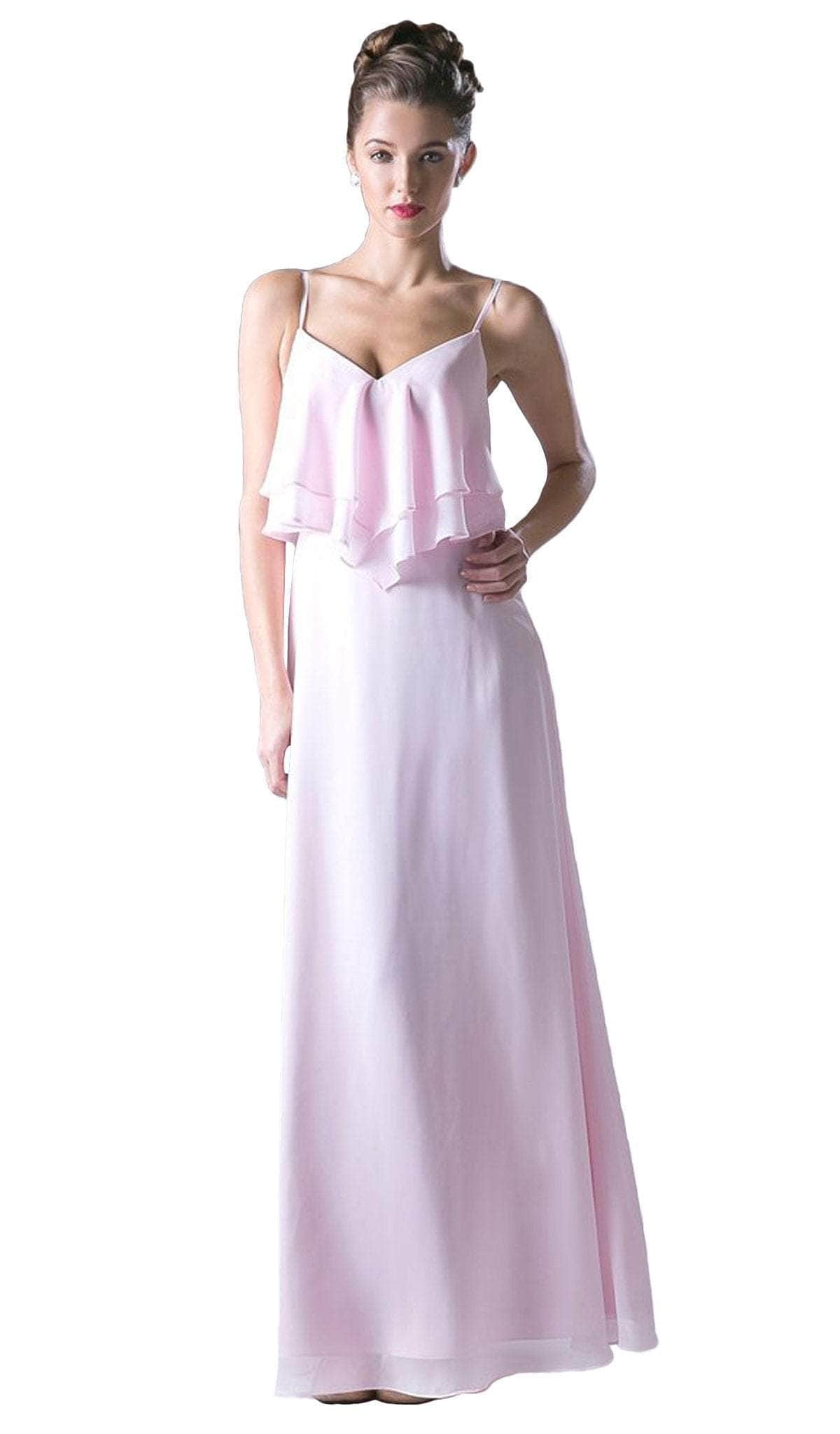 Image of Ladivine CH537 - Sleeveless Ruffled Bodice Chiffon A-Line Long Dress