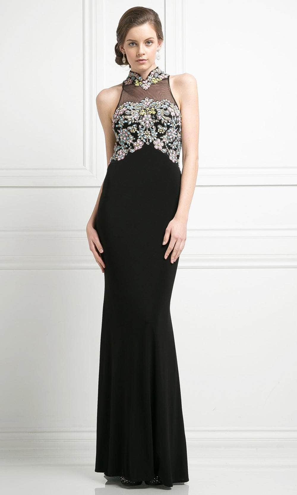 Image of Ladivine CK43 - Rhinestone Accented Halter Gown