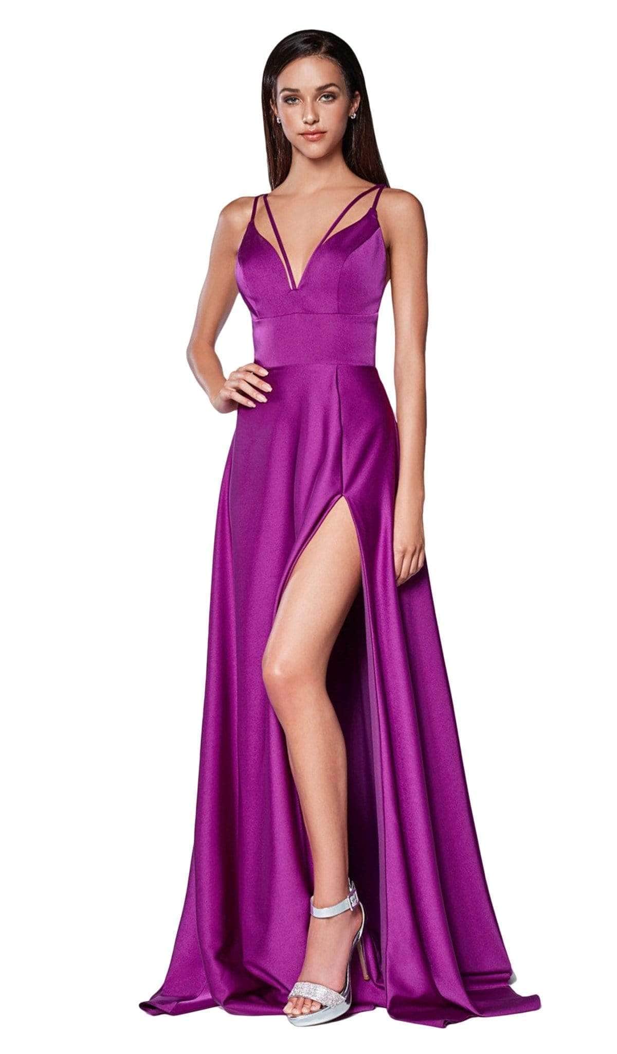 Image of Ladivine CS034 - V-neck A-line Gown With Train