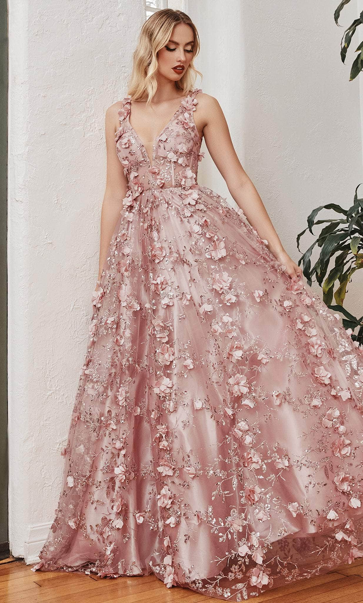 Image of Ladivine J838 - Applique A-Line Prom Dress