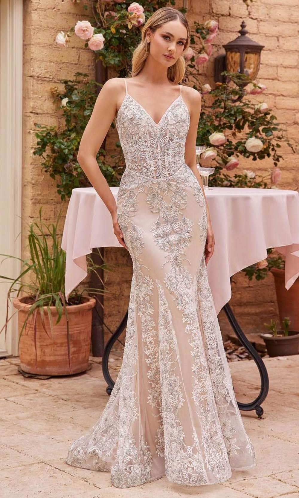 Image of Ladivine J859W - Sleeveless Embroidered Bridal Gown