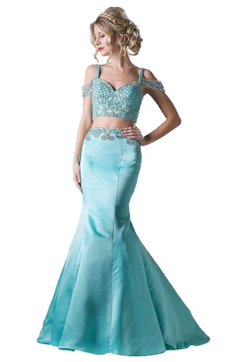 Image of Ladivine P209 - Embellished Two Piece Mermaid Gown