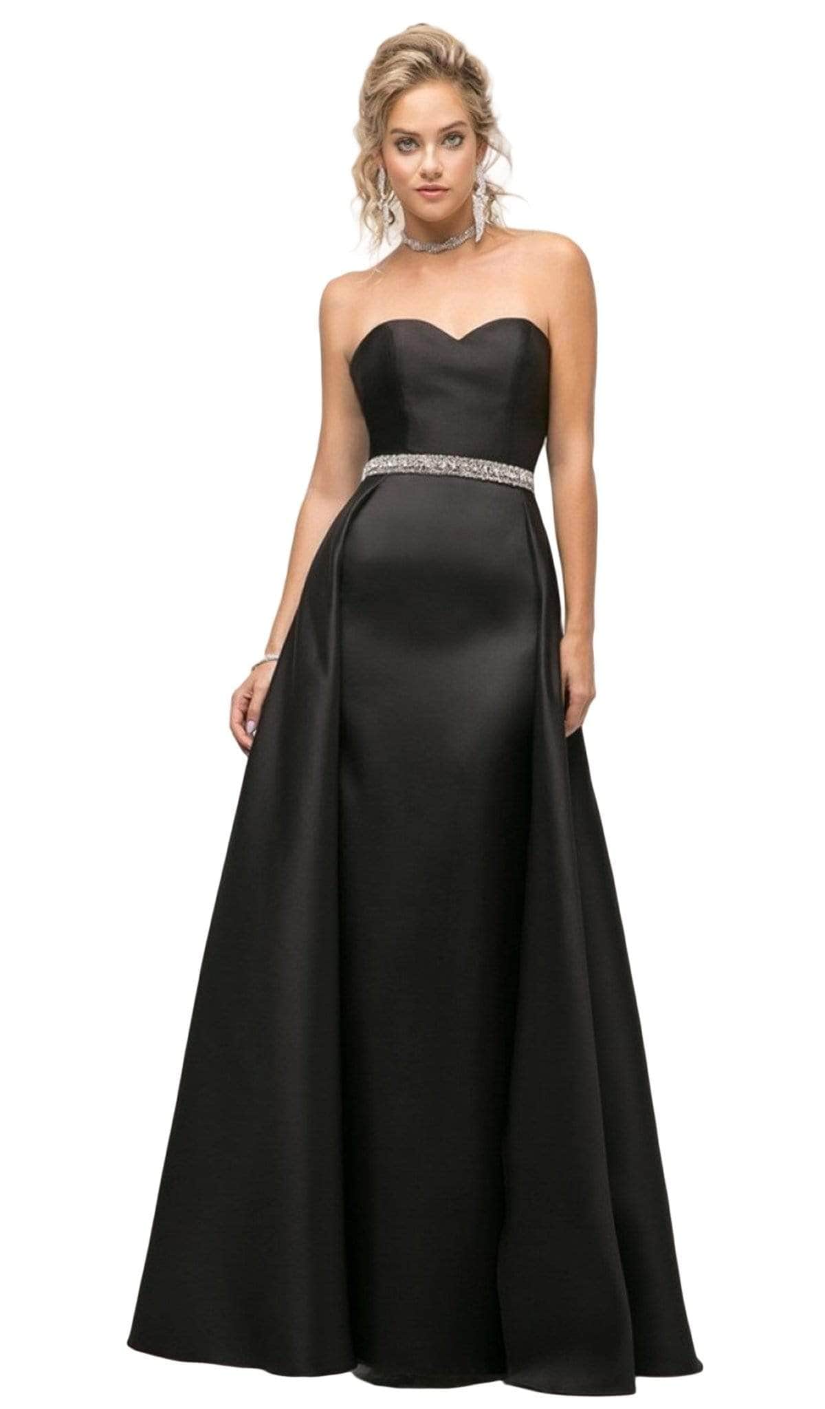 Image of Ladivine UT253 - Strapless Mikado Gown with overskirt