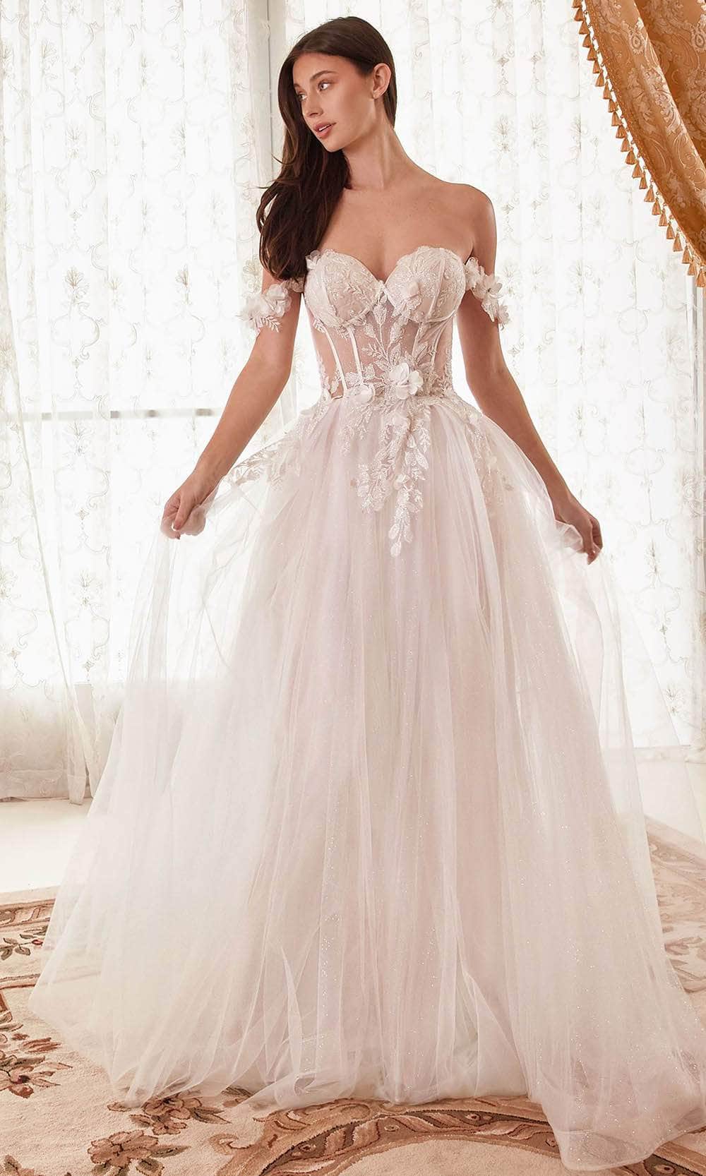 Image of Ladivine WN308 - Floral Off-Shoulder Bridal Gown