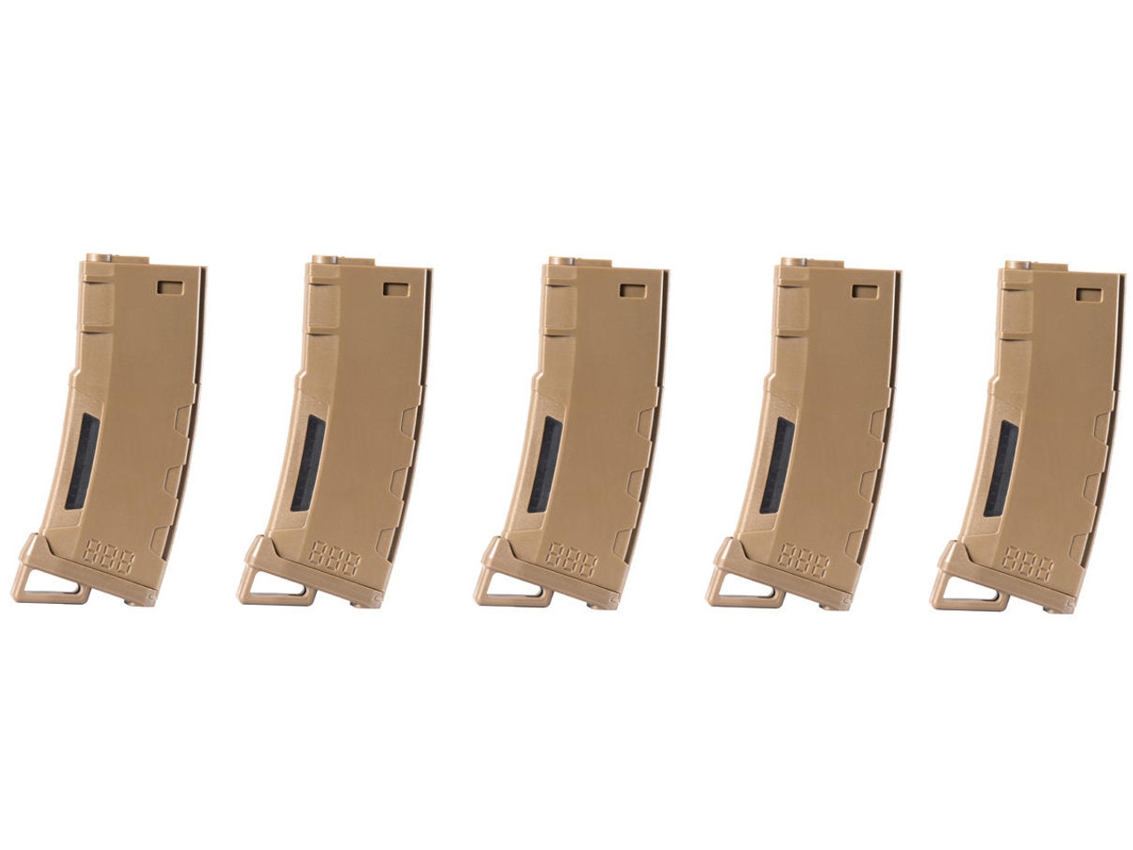 Image of Lancer Tactical 130 Rd Mid-Cap M4 Airsoft Magazine Tan 5 Pack 6mm ID 193939013422
