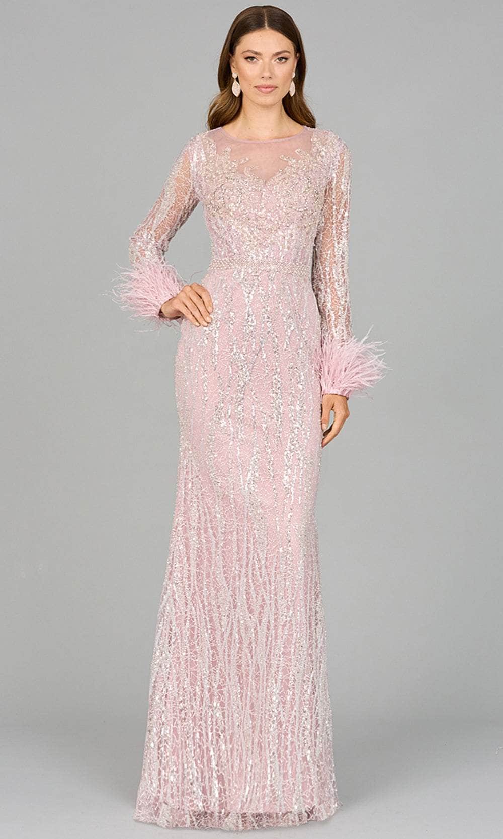 Image of Lara Dresses 29049 - Illusion Jewel Feather Cuff Evening Dress