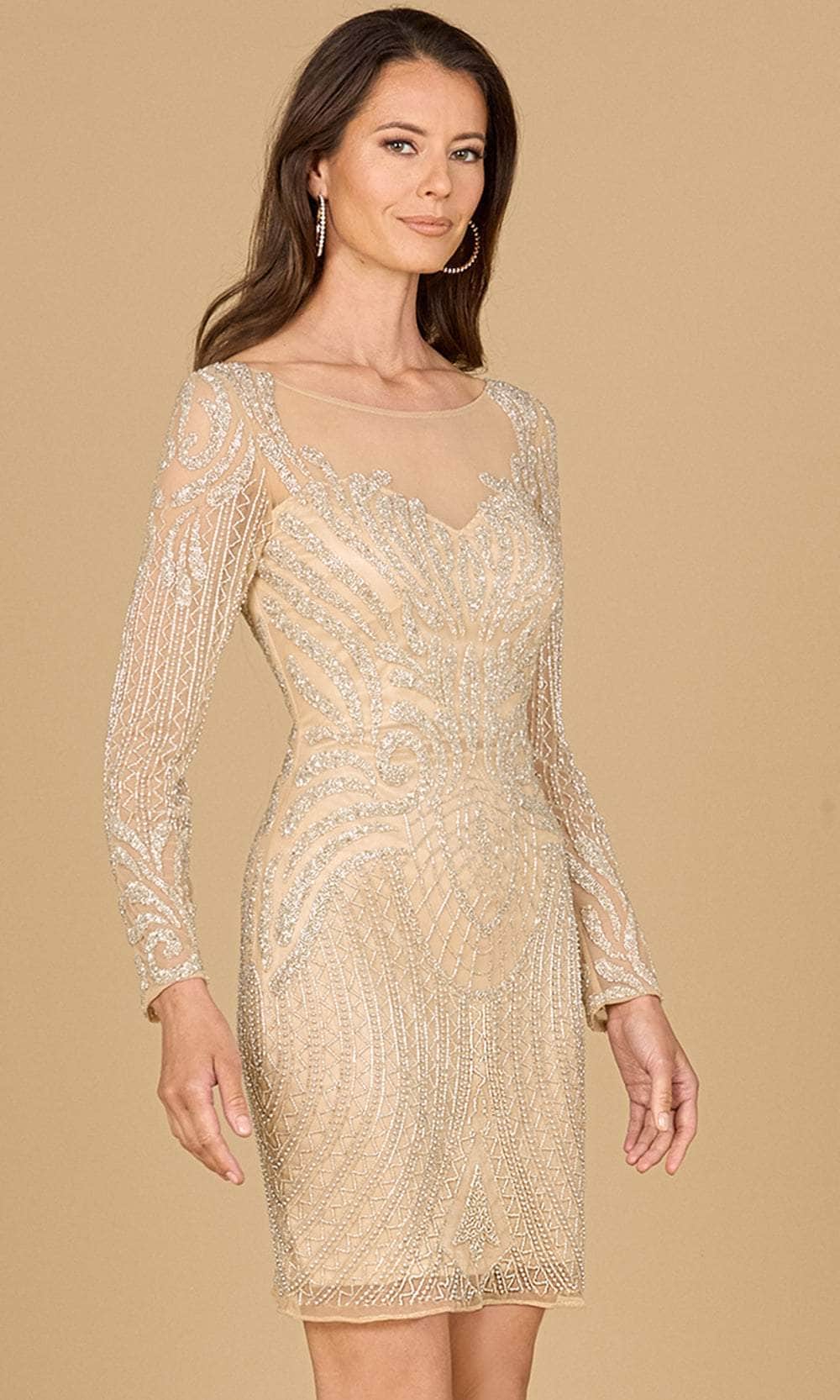 Image of Lara Dresses 29061 - Beaded Long Sleeve Cocktail Dress
