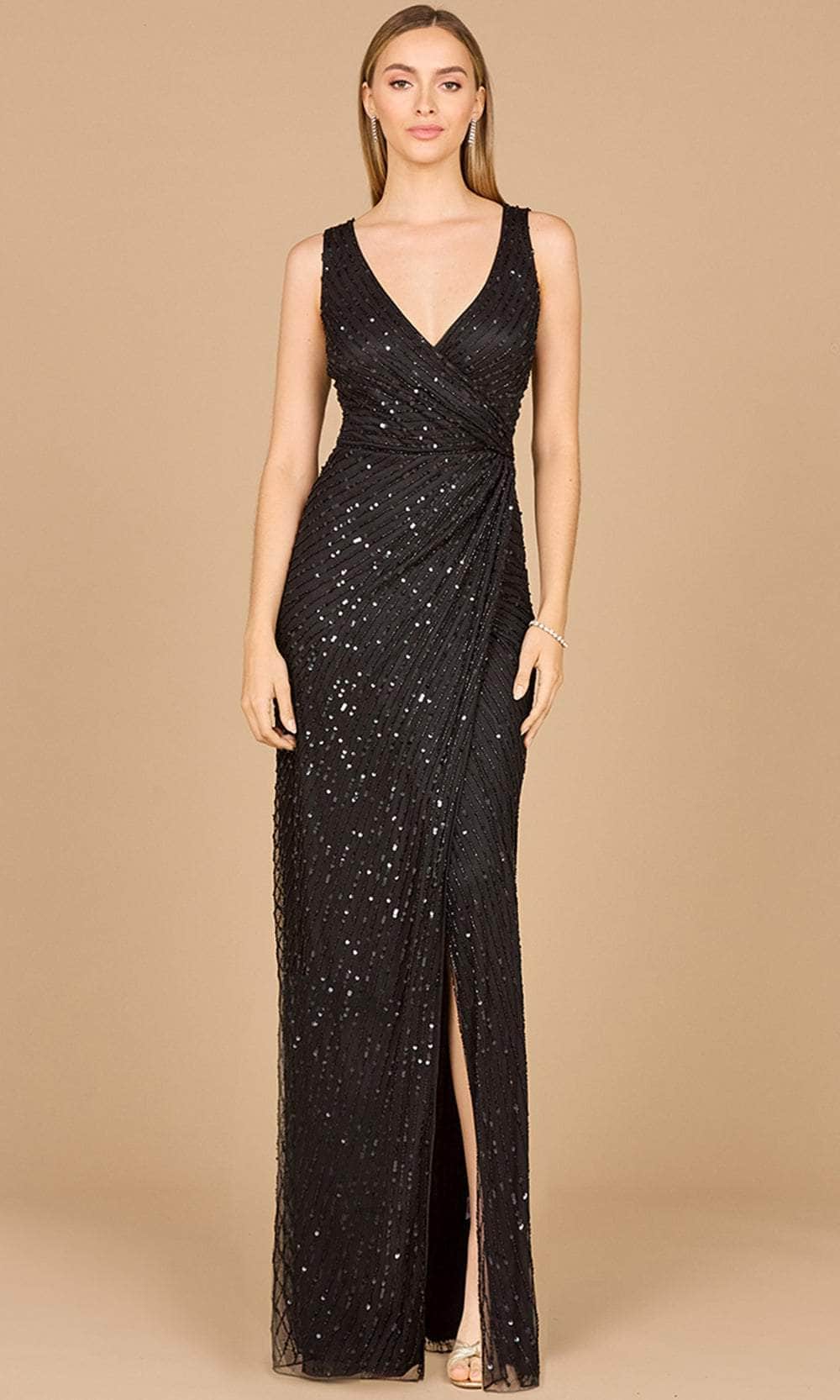 Image of Lara Dresses 29096 - Beaded Faux Wrap Evening Gown