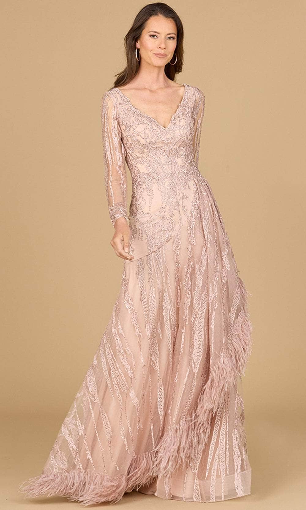 Image of Lara Dresses 29133 - Deep V-Neck Lace Evening Gown
