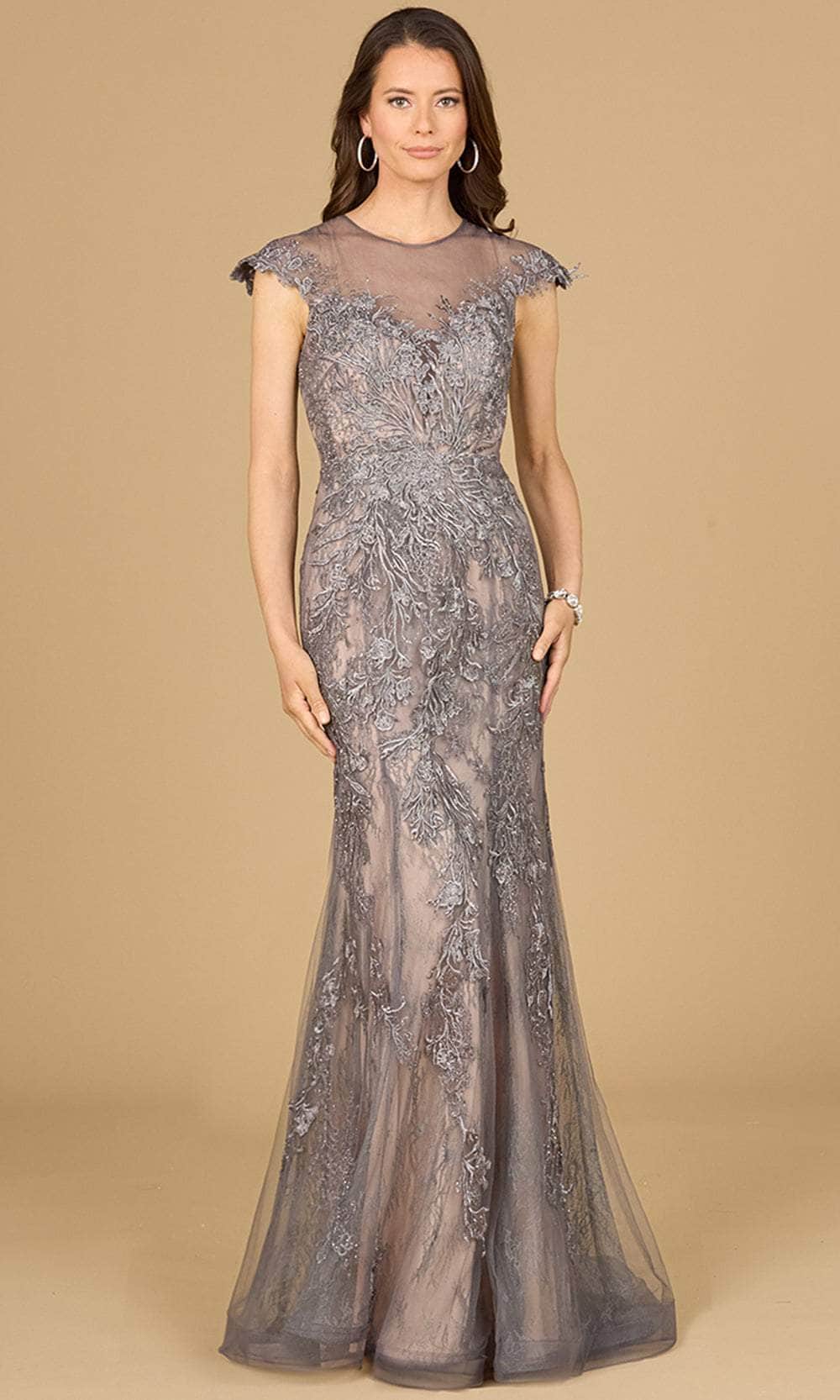 Image of Lara Dresses 29134 - Embroidered Cap Sleeve Evening Gown