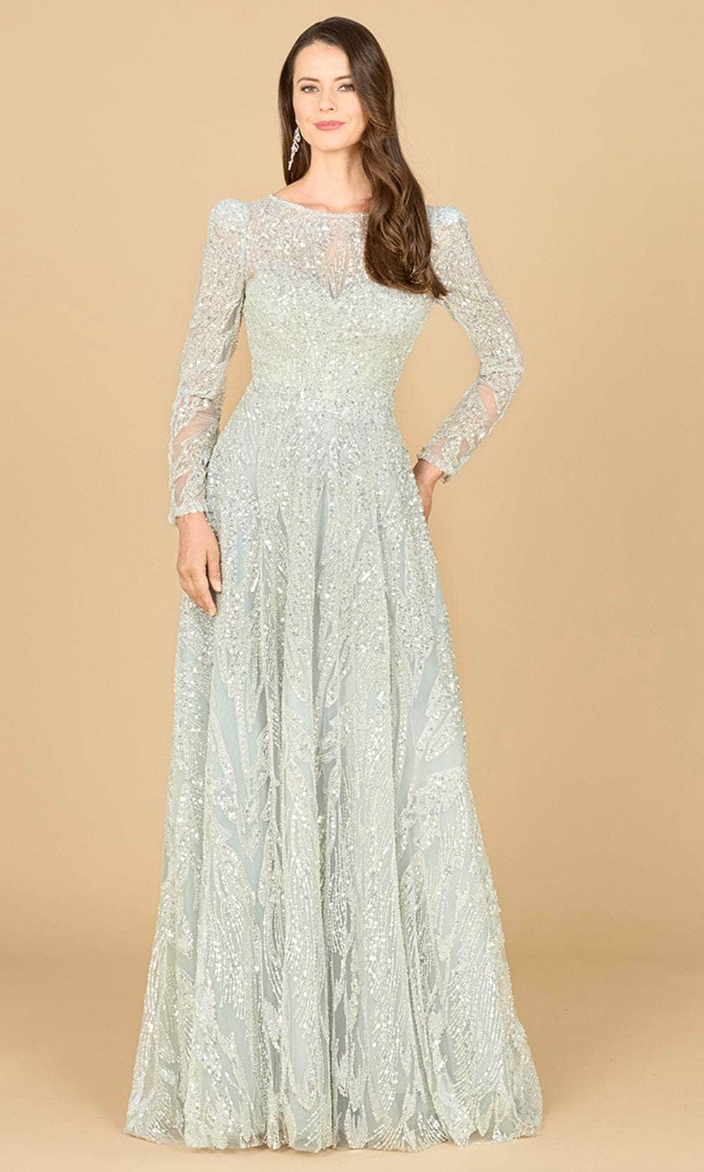 Image of Lara Dresses 29159 - Beaded Lace Long Sleeve Evening Gown