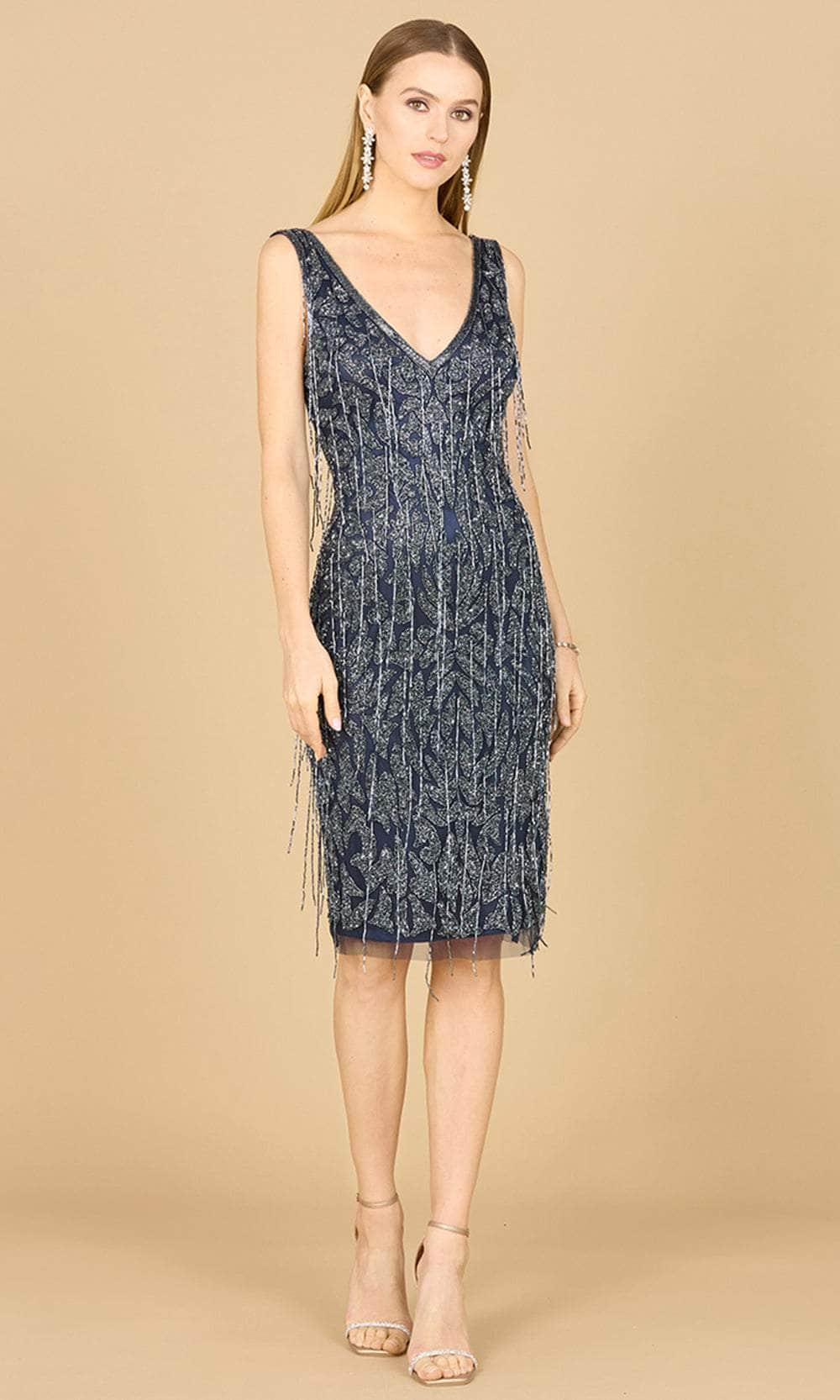 Image of Lara Dresses 29216 - Fringe Detailed Sleeveless Cocktail Dress