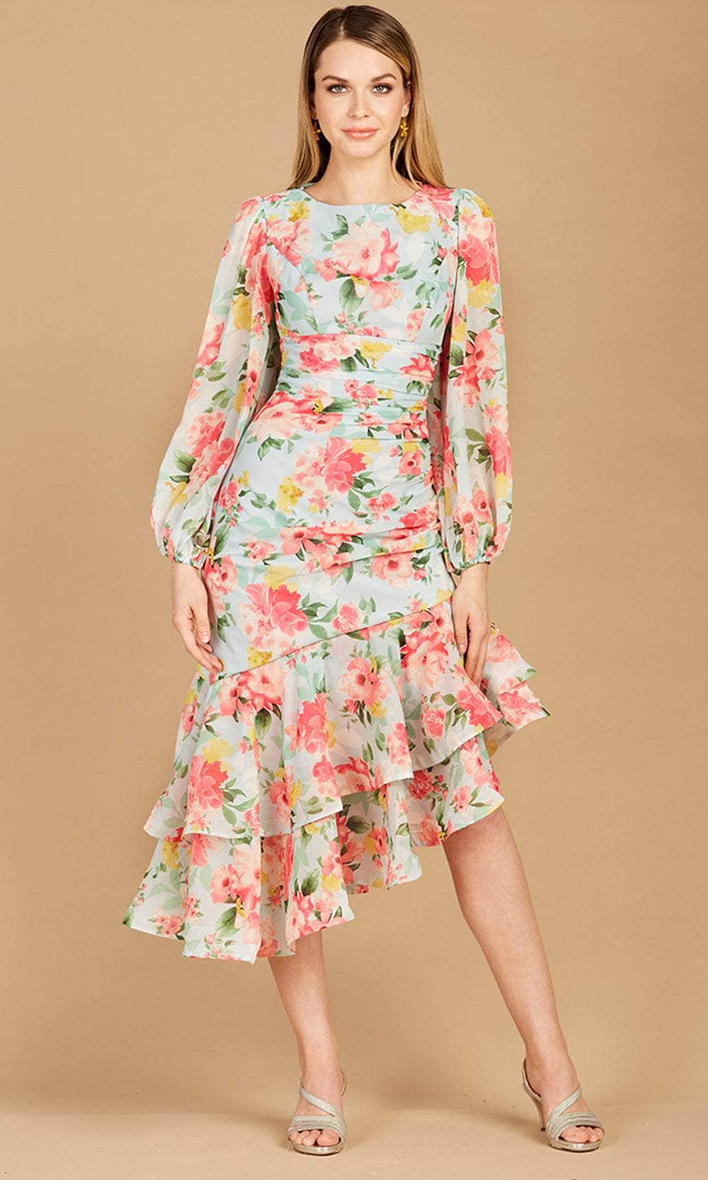 Image of Lara Dresses 29244 - Floral Chiffon Midi Dress