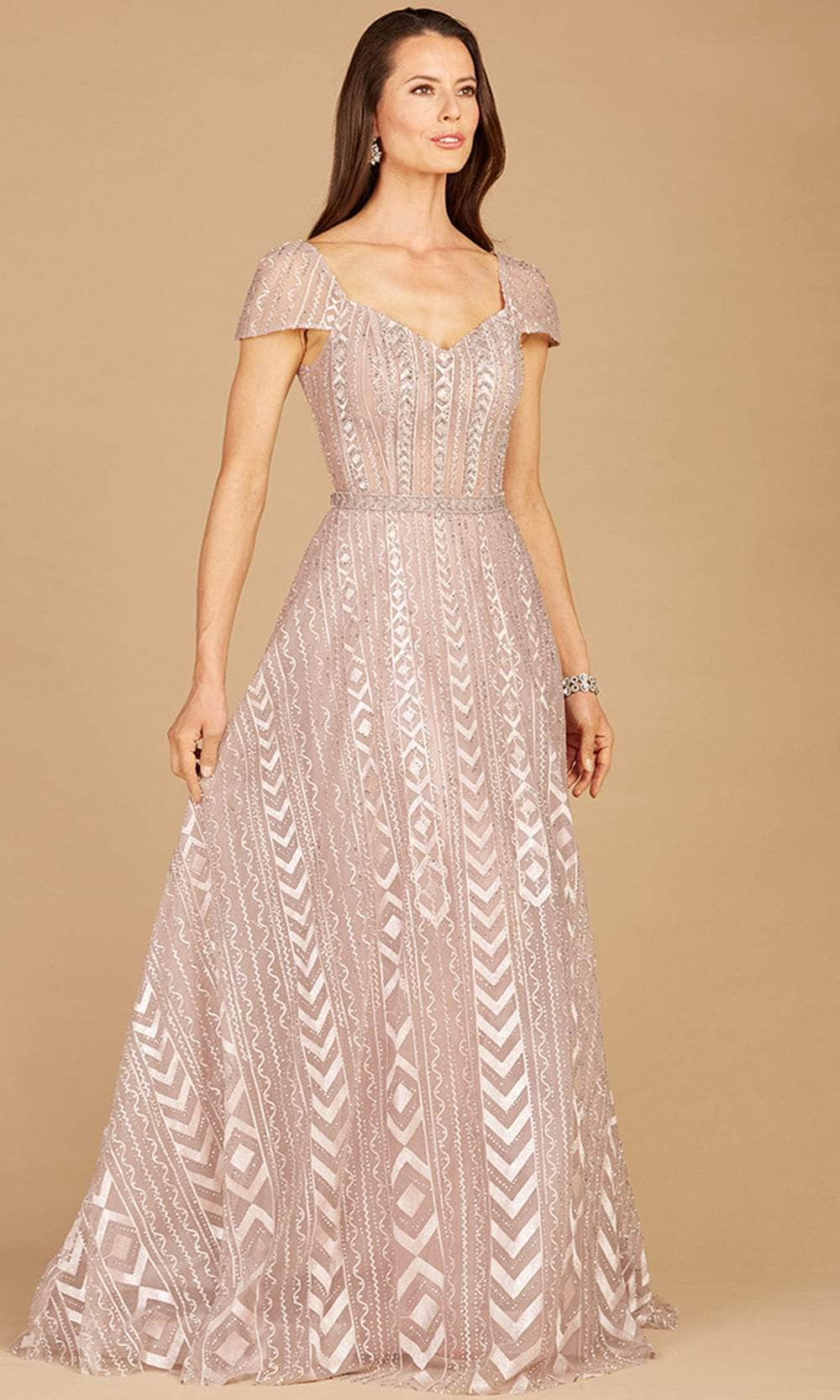 Image of Lara Dresses 29301 - Cap Sleeved Beaded Gown