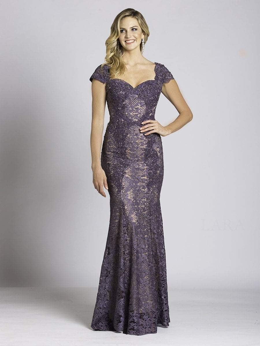 Image of Lara Dresses - 33491 Cap Sleeve Sweetheart Lace Gown