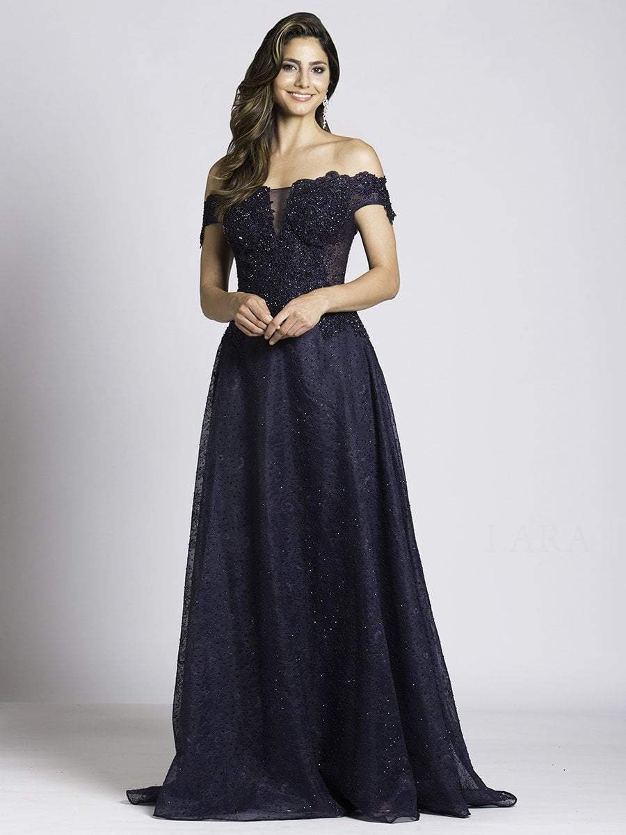 Image of Lara Dresses - 33493 Beaded Off Shoulder Evening Gown