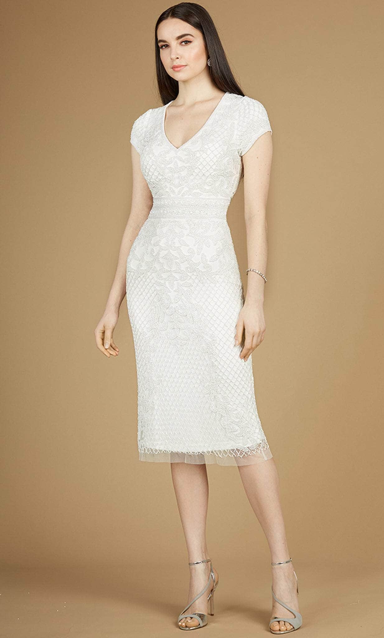 Image of Lara Dresses 51112 - Cap Sleeve Beaded Bridal Dress