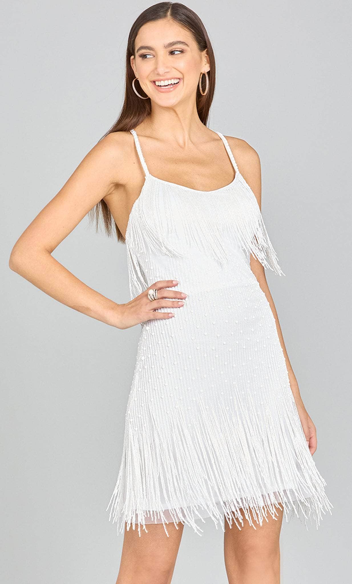 Image of Lara Dresses 51131 - Fringe Beaded Sleeveless Short Dress