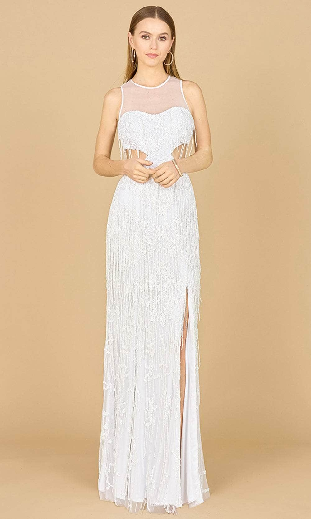 Image of Lara Dresses 51183 - Fringe Embellished One-Sleeve Bridal Dress