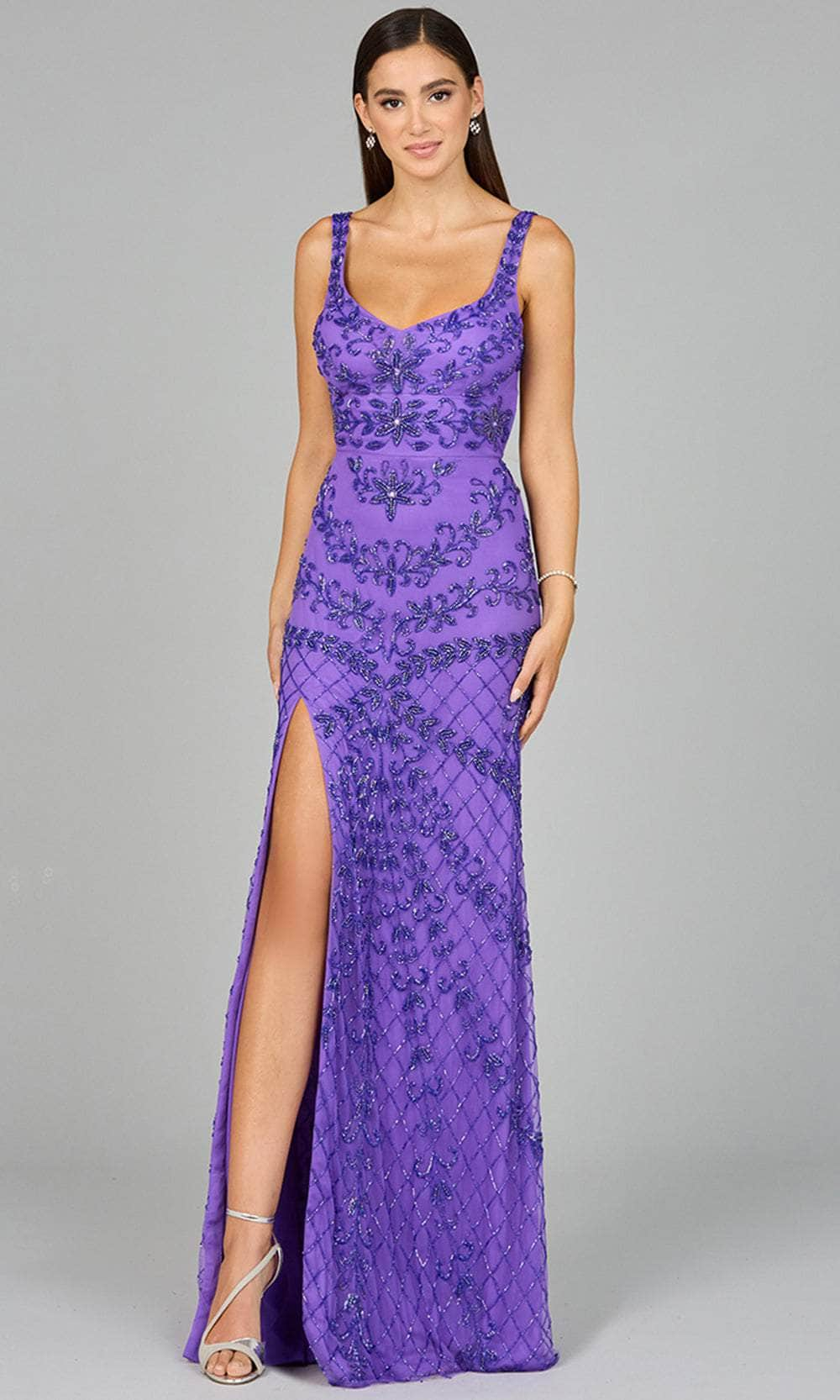 Image of Lara Dresses 9958 - Square Neck Beaded Evening Dress