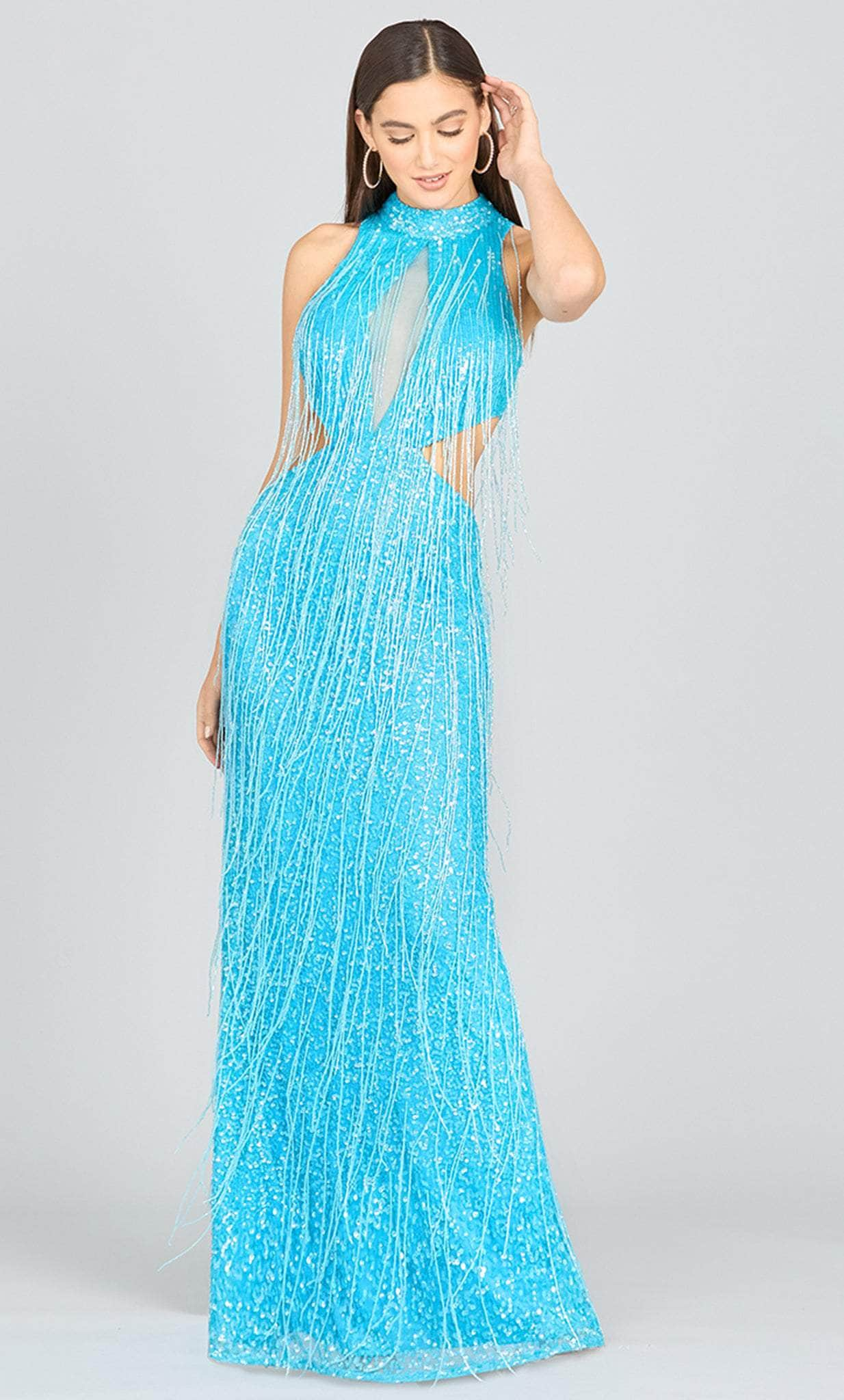 Image of Lara Dresses 9973 - High Neck Fringed Prom Dress