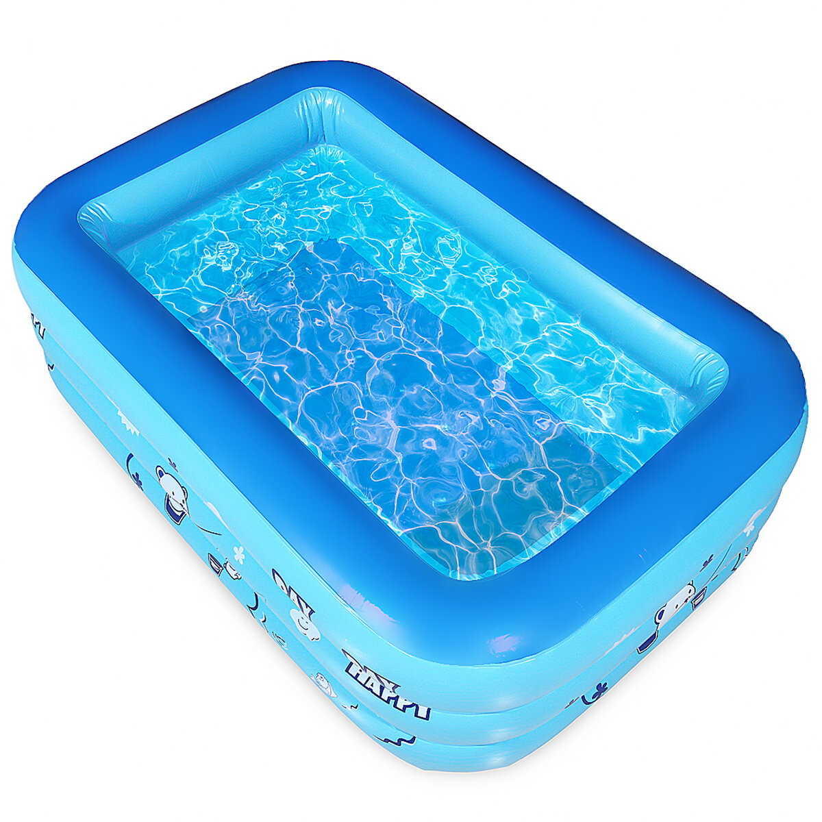 Image of Large 3-Rings Inflatable Family Swimming Pool Anti-Slip Soft Floor Home Garden Kids Swim Paddling Bathing Tub Summer Out