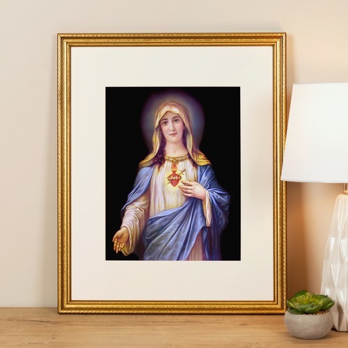 Image of Large Immaculate Heart of Mary Gold Framed Print