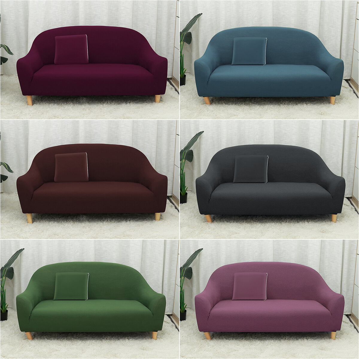 Image of Large Sofa Cover Elastic Polyester Three-Seat Machine-Washable Sofa Cover For Home Office Decoration