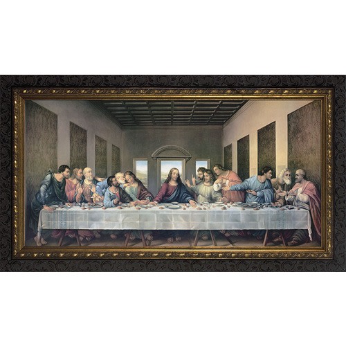 Image of Last Supper Redone with Dark Ornate Frame