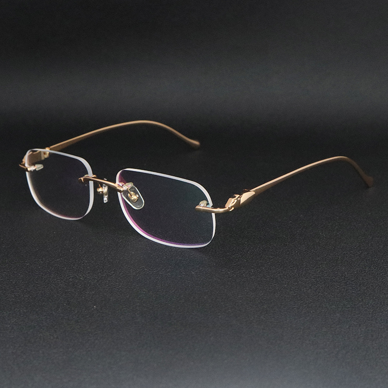 Image of Latest Fashion Metal Large Square Frames Rimless Eyewear Male and Female Glasses Luxury Protection Eyeglasses Can be equipped with lenses wi