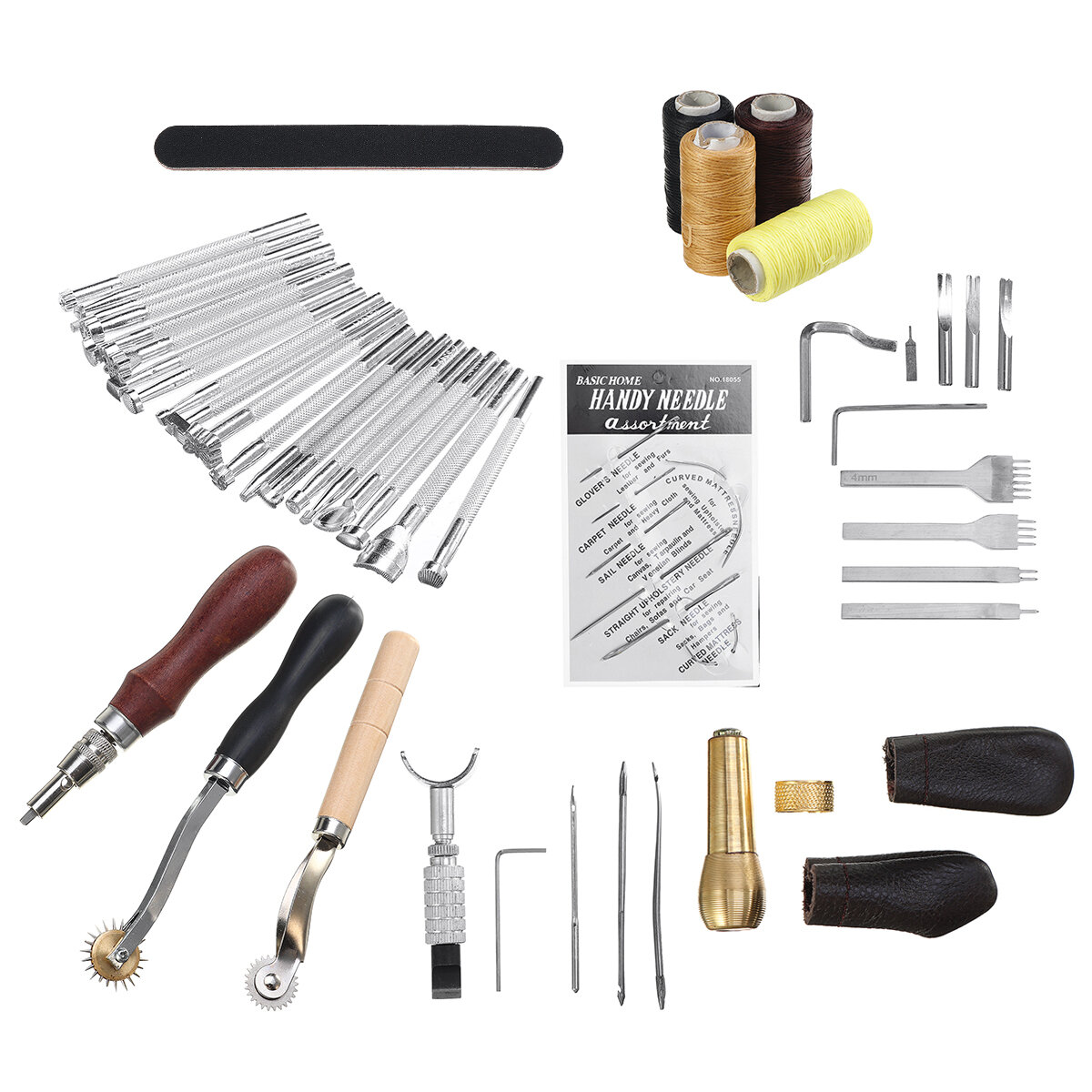 Image of Leather Sewing Thread Carving DIY Leather Craft Tools Hand Stitching Kit Set