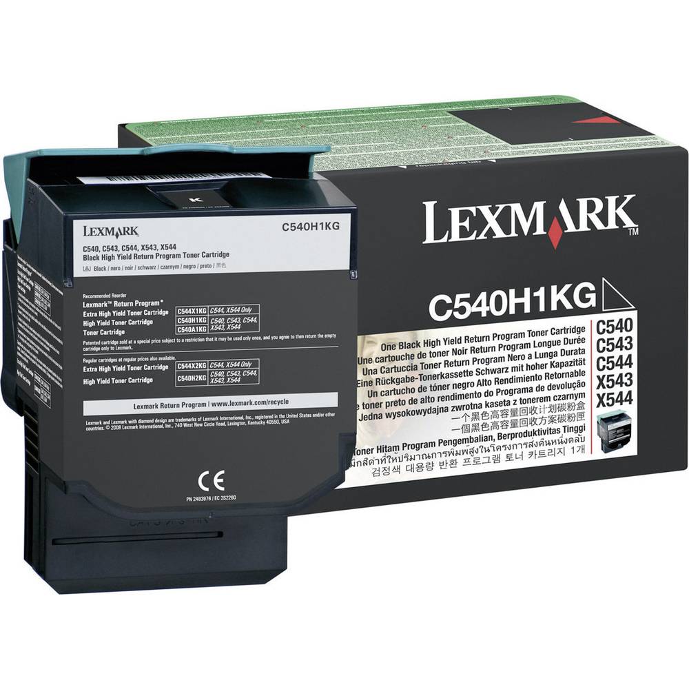 Image of Lexmark Toner cartridge recycling C540 C543 C544 C546 X544 X546 X548 Original Black 2500 Sides C540H1KG