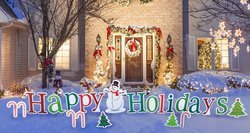 Image of Lifesize Happy Holidays Coroplast Outdoor Yard Sign