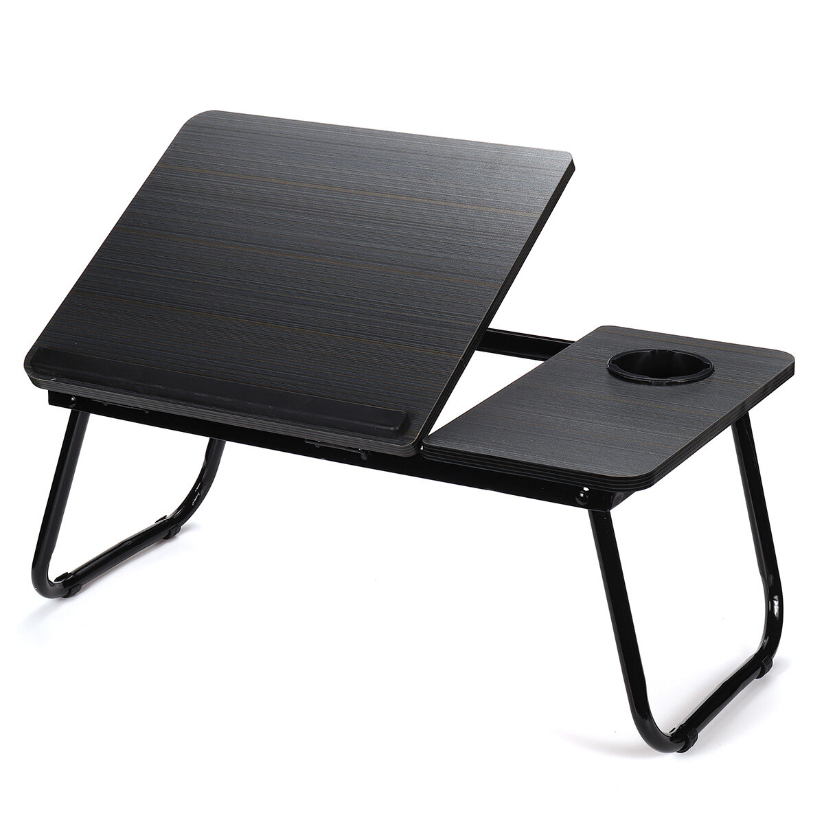 Image of Liftable Folding Computer Desk Laptop Stand 4 Heights Adjustable with Cup Holder Lap Bed Table Tray Breakfast Table