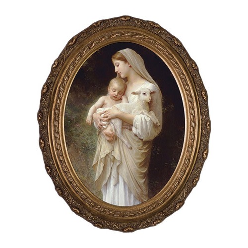 Image of L'innocence On Canvas with Gold Oval Frame