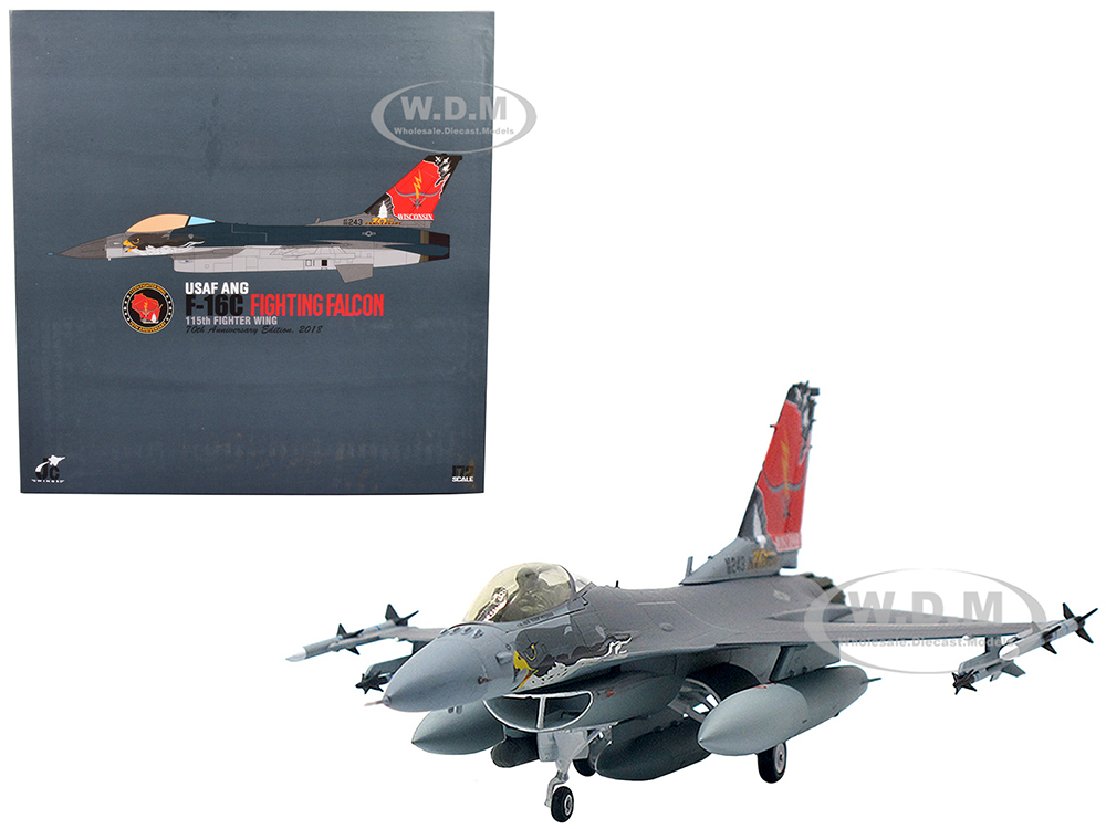Image of Lockheed F-16C Fighting Falcon Fighter Aircraft "USAF ANG 115th Fighter Wing Wisconsin 70th Anniversary" (2018) 1/72 Diecast Model by JC Wings