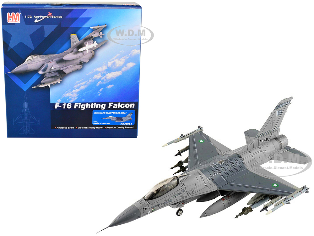 Image of Lockheed Martin F-16AM Fighting Falcon Fighter Aircraft "92731 Mig-21 Killer Pakistan Air Force" (2019) "Air Power Series" 1/72 Diecast Model by Hobb