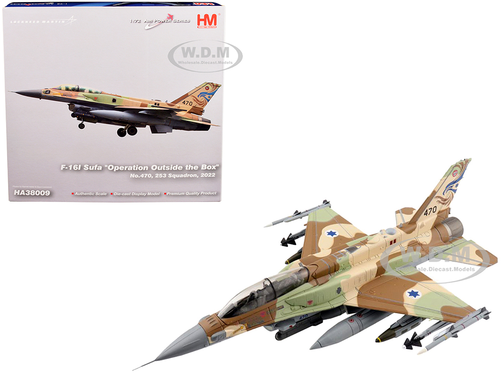 Image of Lockheed Martin F-16I Sufa Fighter Aircraft No470 "253 Squadron Operation Outside the Box" (2022) "Air Power Series" 1/72 Diecast Model by Hobby Mas