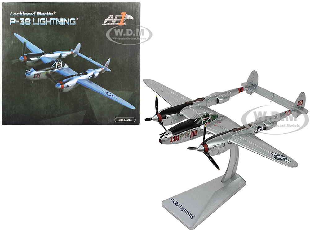 Image of Lockheed Martin P-38J Lightning Fighter Aircraft "Pudgy IV" "Major Thomas McGuire" 1/48 Diecast Model by Air Force 1