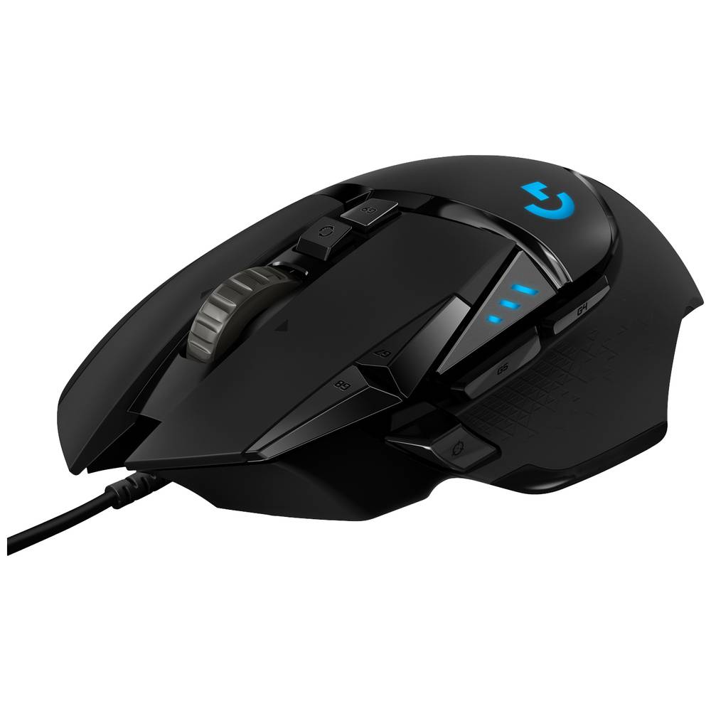 Image of Logitech G502 Hero Gaming mouse USB Optical Black 11 Buttons 16000 dpi Backlit Built-in user memory Weight trimming