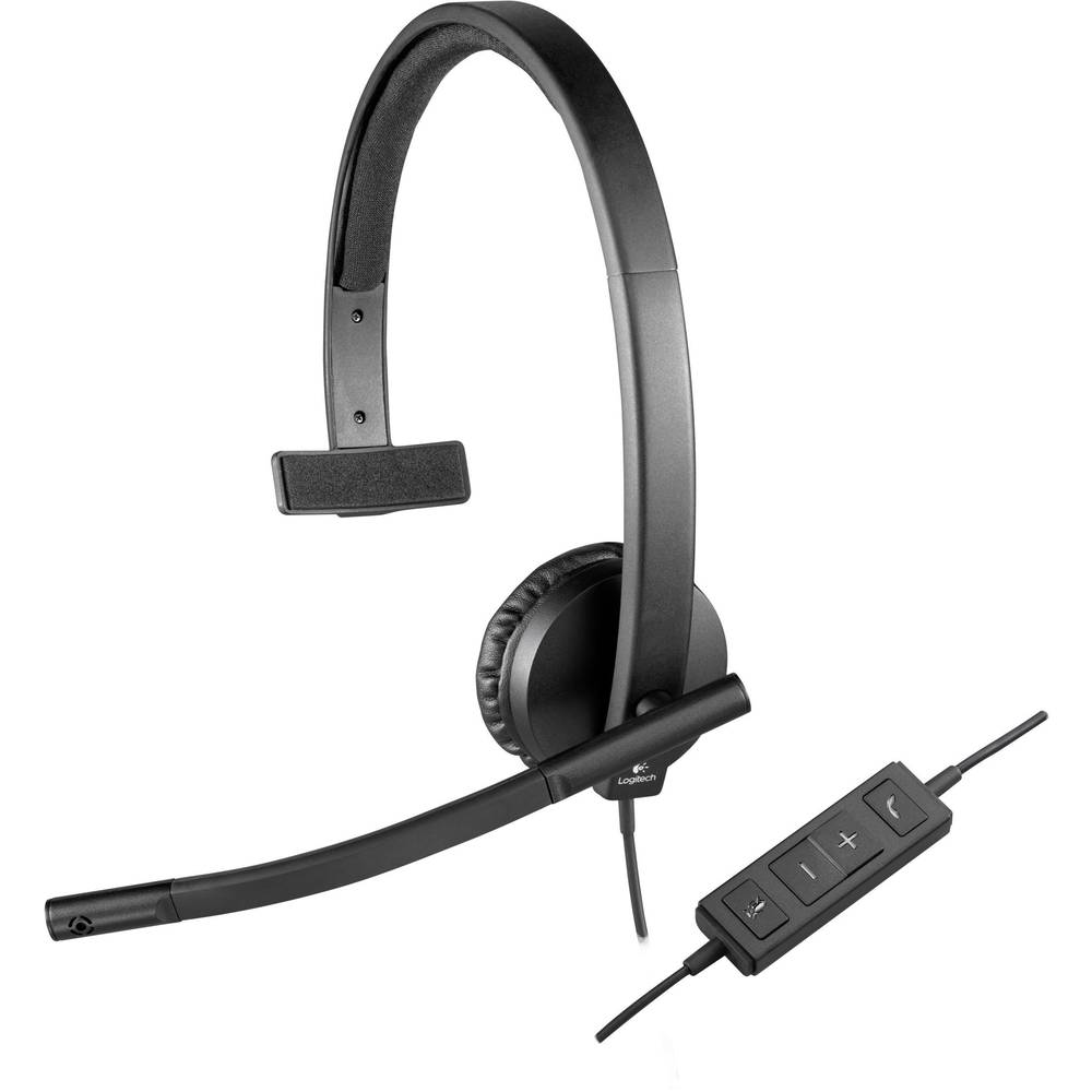 Image of Logitech H570e PC On-ear headset Corded (1075100) Mono Black Microphone noise cancelling Volume control Microphone