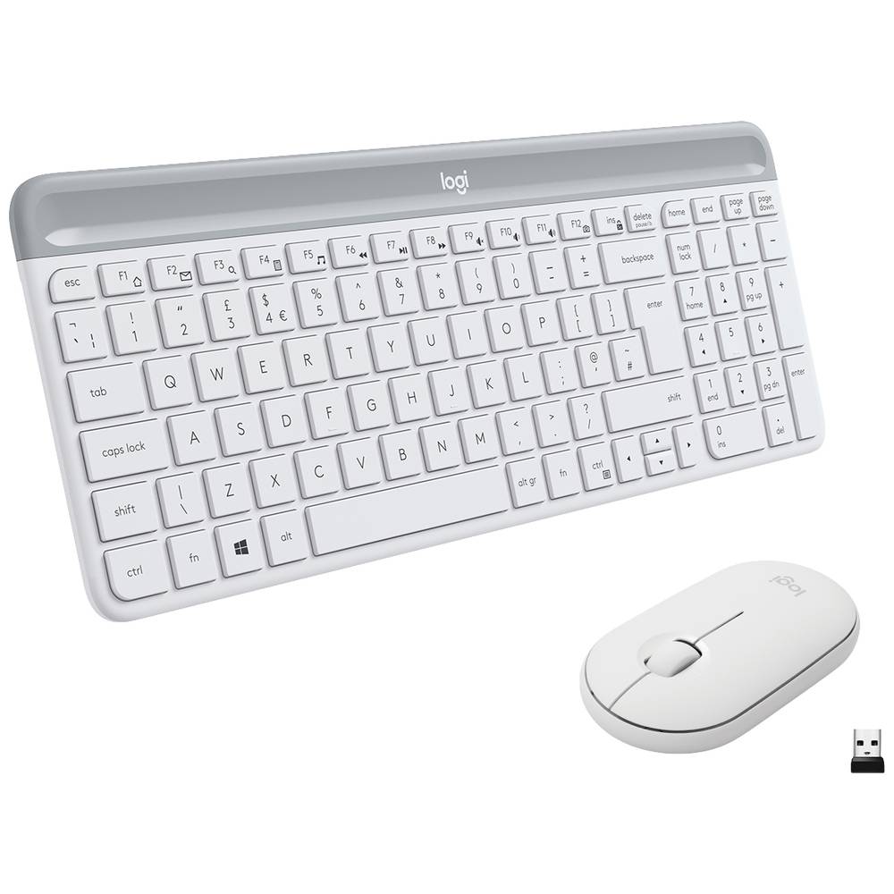 Image of Logitech MK470 Slim Radio Keyboard and mouse set German QWERTZ White